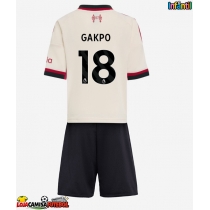 Camisa de Futebol Liverpool Cody Gakpo #18 Equipamento Secundário Infantil 2025-26 Manga Curta (+ Calças curtas)